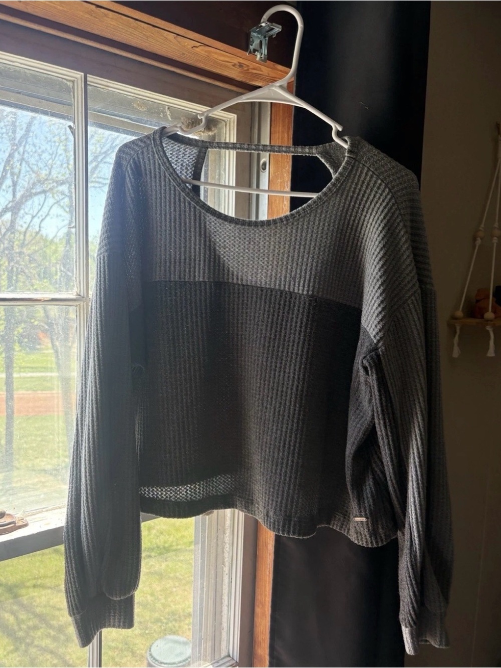 Hollister Gray Waffle Knit Top